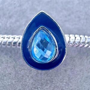 Blue Teardrop Enamel Crystal Bead fits PANDORA Silver Tone‎ Pear Charm